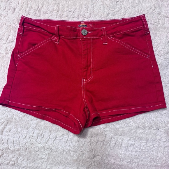 Dickies Pants - Dickies High Rise Red Shorts Size 11/30 White Stitching Y2K Workwear carpenter